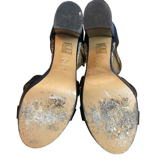 M. Gemi The Nebbia Black Reptile Strap Heeled Sandal Leather Size 9 - Picture 7 of 9